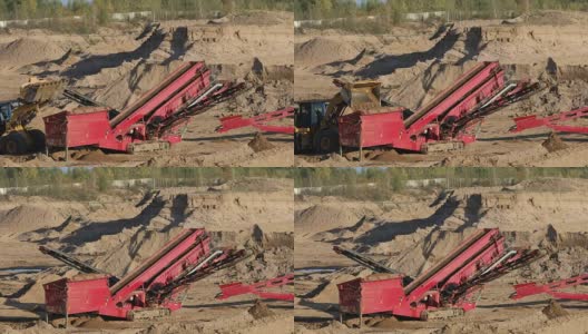 重型拖拉机在采石场工作高清在线视频素材下载