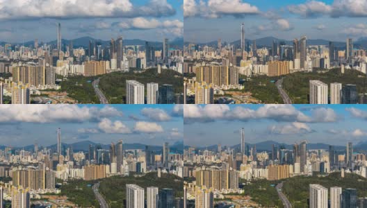 T/L MS HA Shenzhen skyline with moving clouds/深圳，中国高清在线视频素材下载