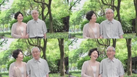 中国老人们在公园里散步高清在线视频素材下载