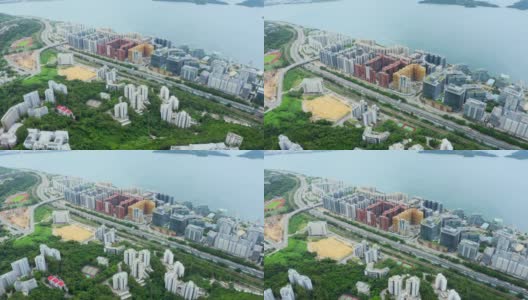 香港白石角居民大厦的无人机影像高清在线视频素材下载