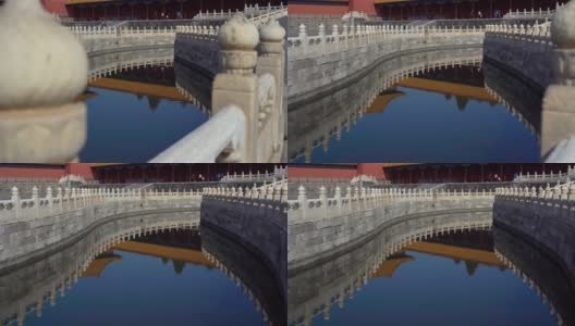 斯坦尼康镜头的内部部分的紫禁城-中国皇帝的古代宫殿。内河水道。高清在线视频素材下载