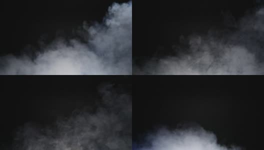 雾，蒸汽，烟雾云的缓慢运动在黑色的背景高清在线视频素材下载