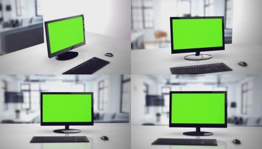 绿色屏幕的电脑显示器高清在线视频素材下载