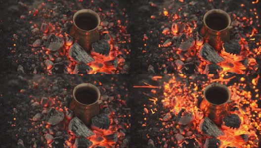传统的方法是用煤煮土耳其咖啡。高清在线视频素材下载