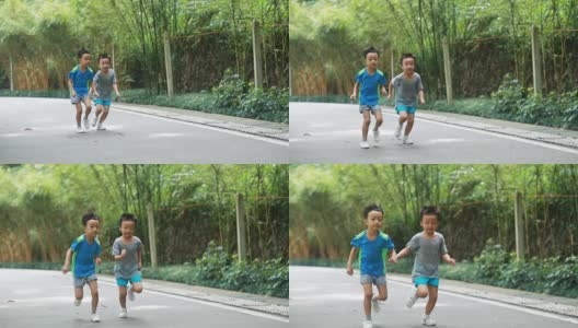 幸福的家庭在公园慢跑，高清慢镜头高清在线视频素材下载