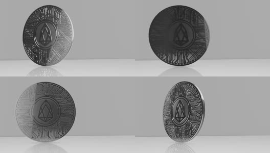 EOS币(EOS)区块链加密货币替代币3D渲染高清在线视频素材下载
