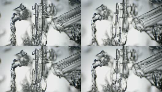 在显微镜下拍摄的冰晶正在融化高清在线视频素材下载