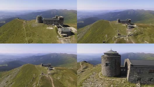 无人机镜头:旧废弃的天文台在山上皮普伊万。喀尔巴阡、乌克兰、欧洲。雄伟的景观。美。高清在线视频素材下载