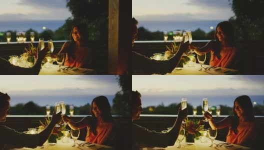 情侣享受浪漫晚餐高清在线视频素材下载