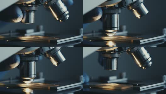 在实验室用显微镜特写拍摄高清在线视频素材下载