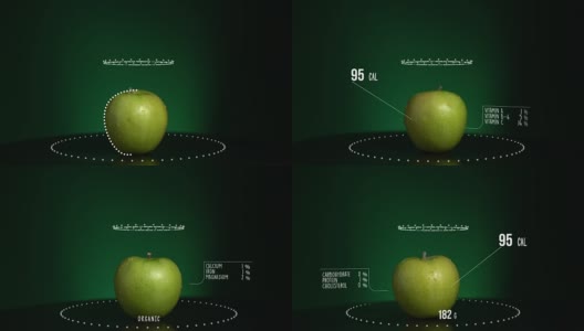 苹果含有维生素、微量元素和矿物质的信息图。能量，卡路里和成分高清在线视频素材下载