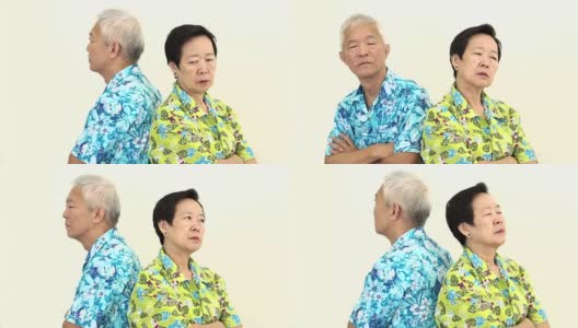 视频亚洲资深夫妇在度假旅行中吵架，撅嘴，互相生气高清在线视频素材下载