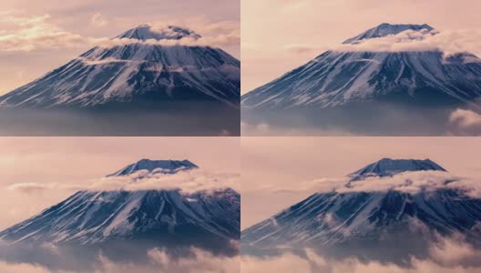 时间推移富士山的特写在日出早上，日本高清在线视频素材下载