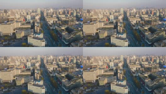 日落时间杭州市区交通街道道路航拍时间推移全景4k中国高清在线视频素材下载
