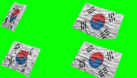 韩国体育场的国旗。在绿色屏幕上挥手高清在线视频素材下载