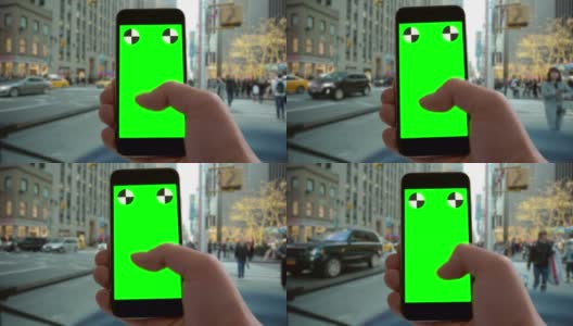 Smartphone holidays green screen chromakey New York City Christmas mobile高清在线视频素材下载