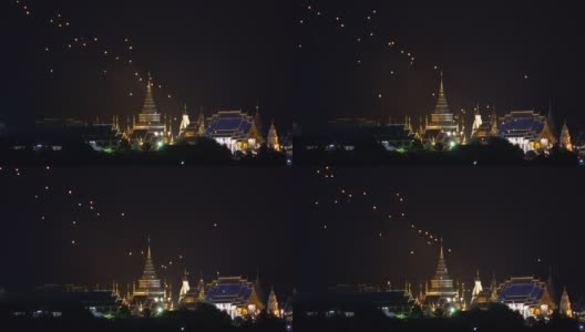 4K兰娜热气球在泰国北部的佛教寺庙高清在线视频素材下载