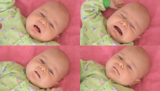 小婴儿在婴儿床里哭高清在线视频素材下载