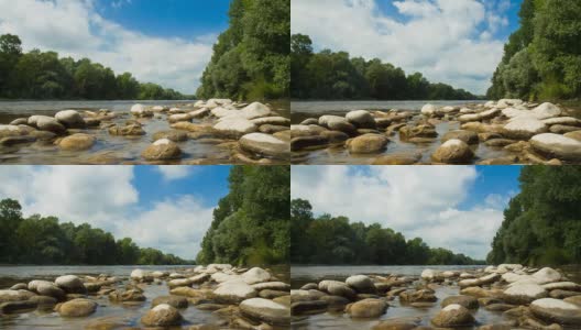 高清延时:河上的Cloudscape高清在线视频素材下载