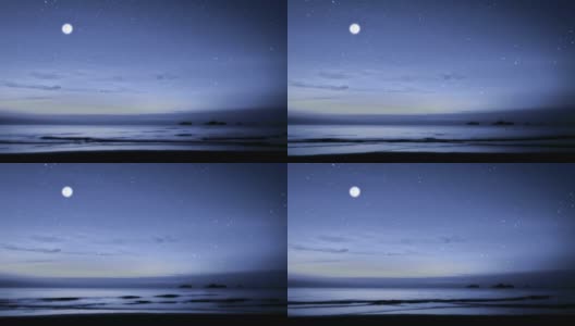 月光小径和低垂的傻瓜月亮在海面上高清在线视频素材下载