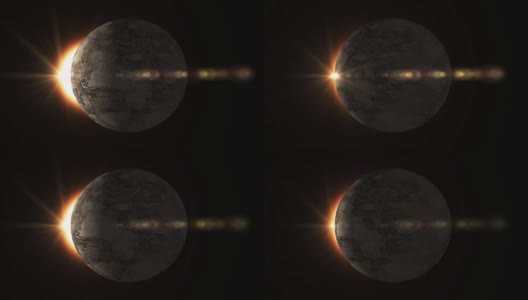 行星与大气和太阳升起的动画高清在线视频素材下载