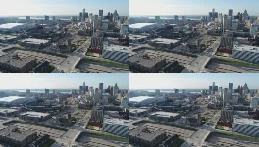 鸟瞰图的底特律天际线高清在线视频素材下载