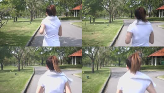 跟踪亚洲女性晨跑高清在线视频素材下载