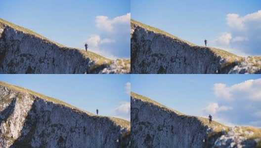 勇敢的人在悬崖上奔跑高清在线视频素材下载
