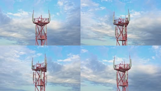 电信技术天线上的电信塔对蓝天高清在线视频素材下载
