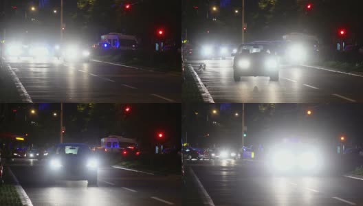 S35mm -警察，交通，街道和夜晚高清在线视频素材下载