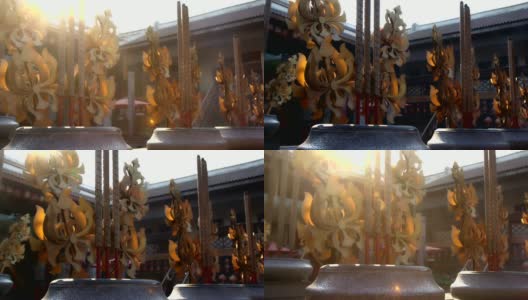 泰国大熏香，中国传统的镶边灯。高清在线视频素材下载