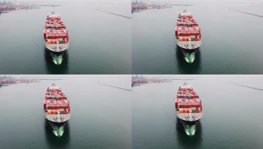海上集装箱船鸟瞰图高清在线视频素材下载