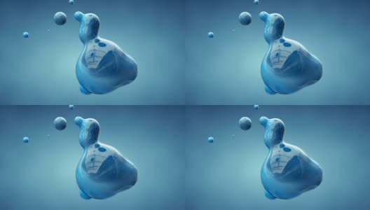 蓝色分子在显微镜无缝环3D渲染动画高清在线视频素材下载