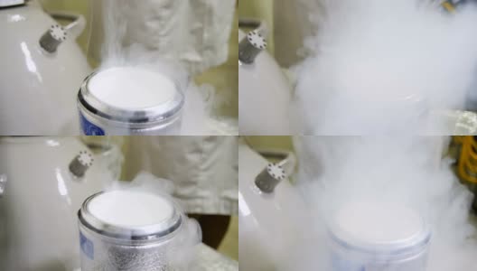 实验室慢动作液氮盖罐高清在线视频素材下载
