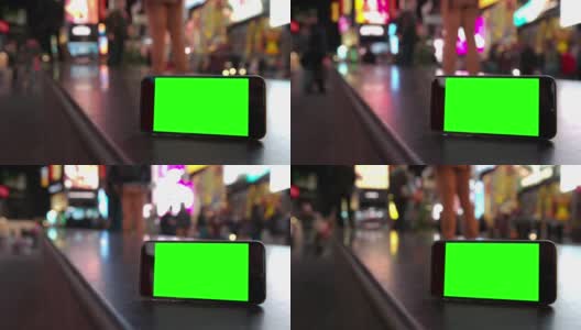 绿屏色调纽约市时代广场人群拥挤高清在线视频素材下载