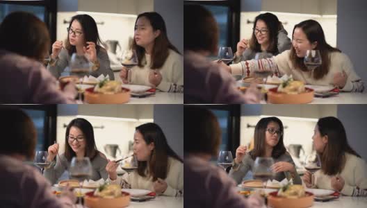 中国女性朋友在家吃饭高清在线视频素材下载