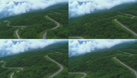 弯弯曲曲的山路在山景中高清在线视频素材下载