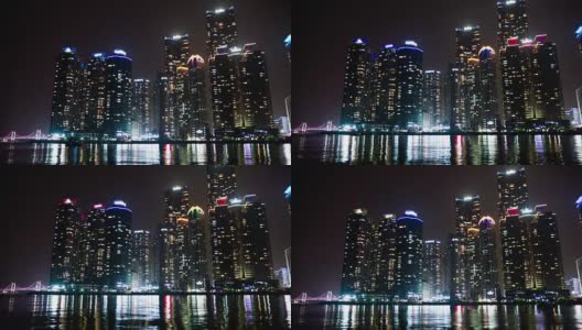 韩国釜山，夜景时光，海滨海滨城市高清在线视频素材下载