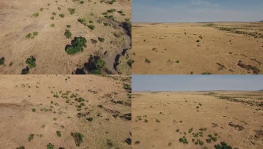马赛马拉国家保护区鸟瞰图，肯尼亚高清在线视频素材下载