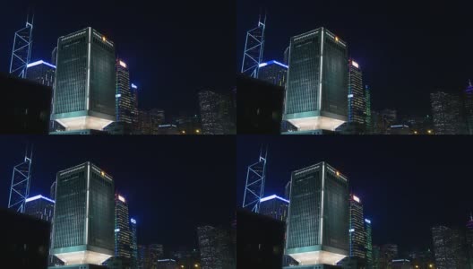 夜间香港湾大厦全景4k中国高清在线视频素材下载