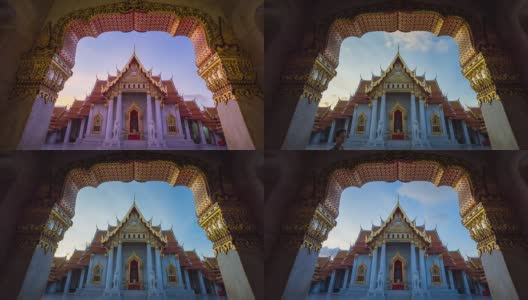 4k时间间隔，卧佛寺，大理石寺庙，曼谷，泰国高清在线视频素材下载