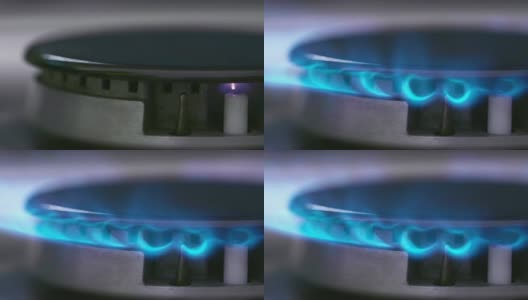 HD -煤气炉自动点火。特写镜头高清在线视频素材下载
