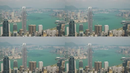 香港艳阳天著名的维多利亚山顶城市全景4k高清在线视频素材下载