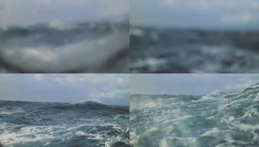 从一艘帆船上看到一个狂暴的大海:在海洋中大风高清在线视频素材下载