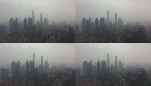 晴朗的雾霾广州市区航拍全景4k中国高清在线视频素材下载