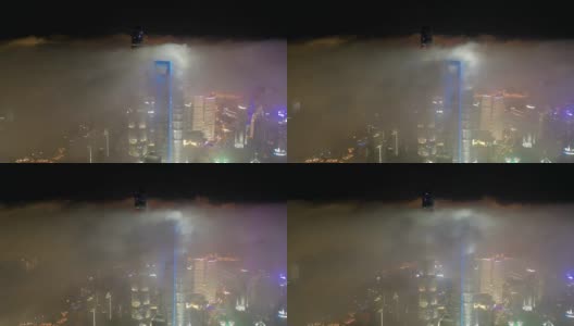 中国，平流层云上的上海摩天大楼高清在线视频素材下载