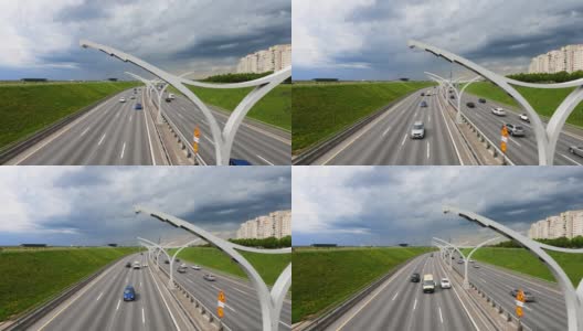 汽车在公路上行驶，交通高速公路，汽车在城市道路上行驶高清在线视频素材下载