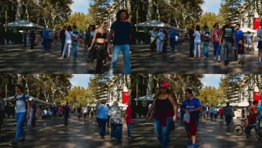 在西班牙巴塞罗那帕劳国家公园散步的人们高清在线视频素材下载