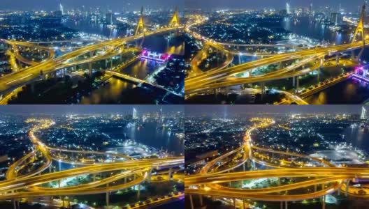 这是普密蓬大桥日落的航拍照片高清在线视频素材下载