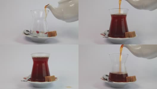 土耳其茶与传统的茶杯高清在线视频素材下载